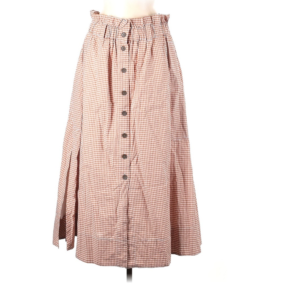 EVERLANE button-down front checkered skirt cottagecore